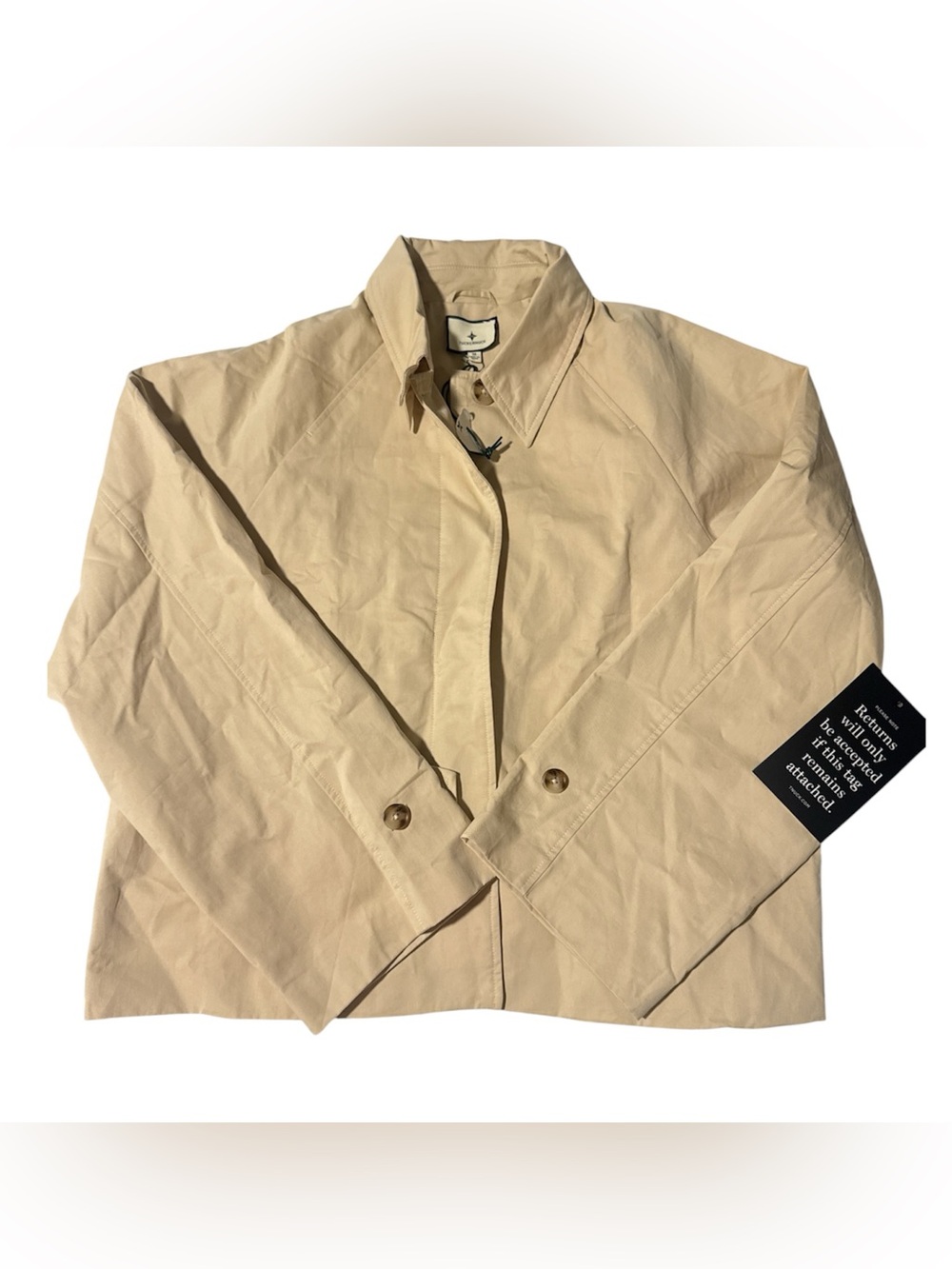 Tuckernuck-Khaki Drew Short Trench Coat in Tan